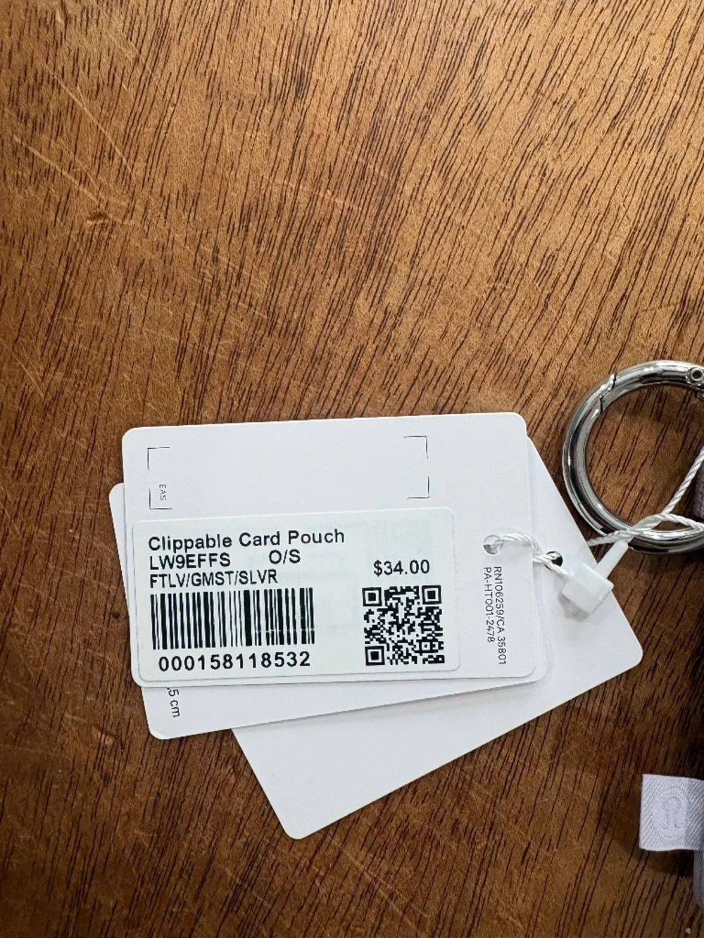 Lululemon Clippable card pouch Faint Lavendar